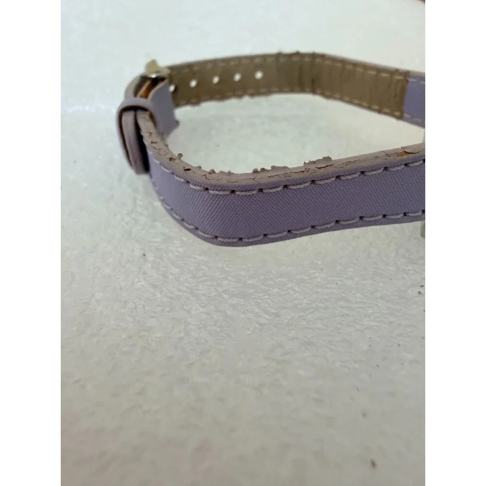 Vintage Lavender H Shape Quartz Watch Silver Tone Purple Dial Slim Strap